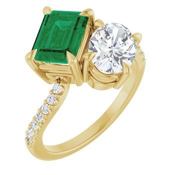 14K Yellow 6x4 mm Emerald Engagement Ring