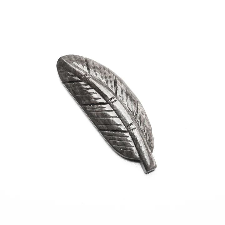 Silver Obsidian leaf carving