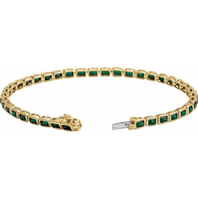 14K Yellow Natural Tsavorite Garnet Line 7&quot; Bracelet