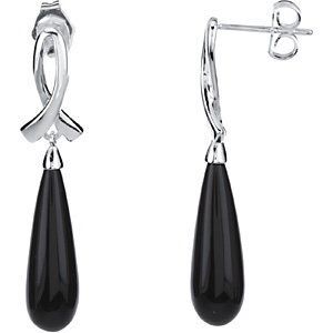 Sterling Silver Ribbon Onyx Earrings