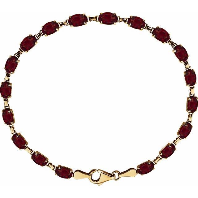 14K Yellow Natural Mozambique Garnet 7.25&quot; Bracelet