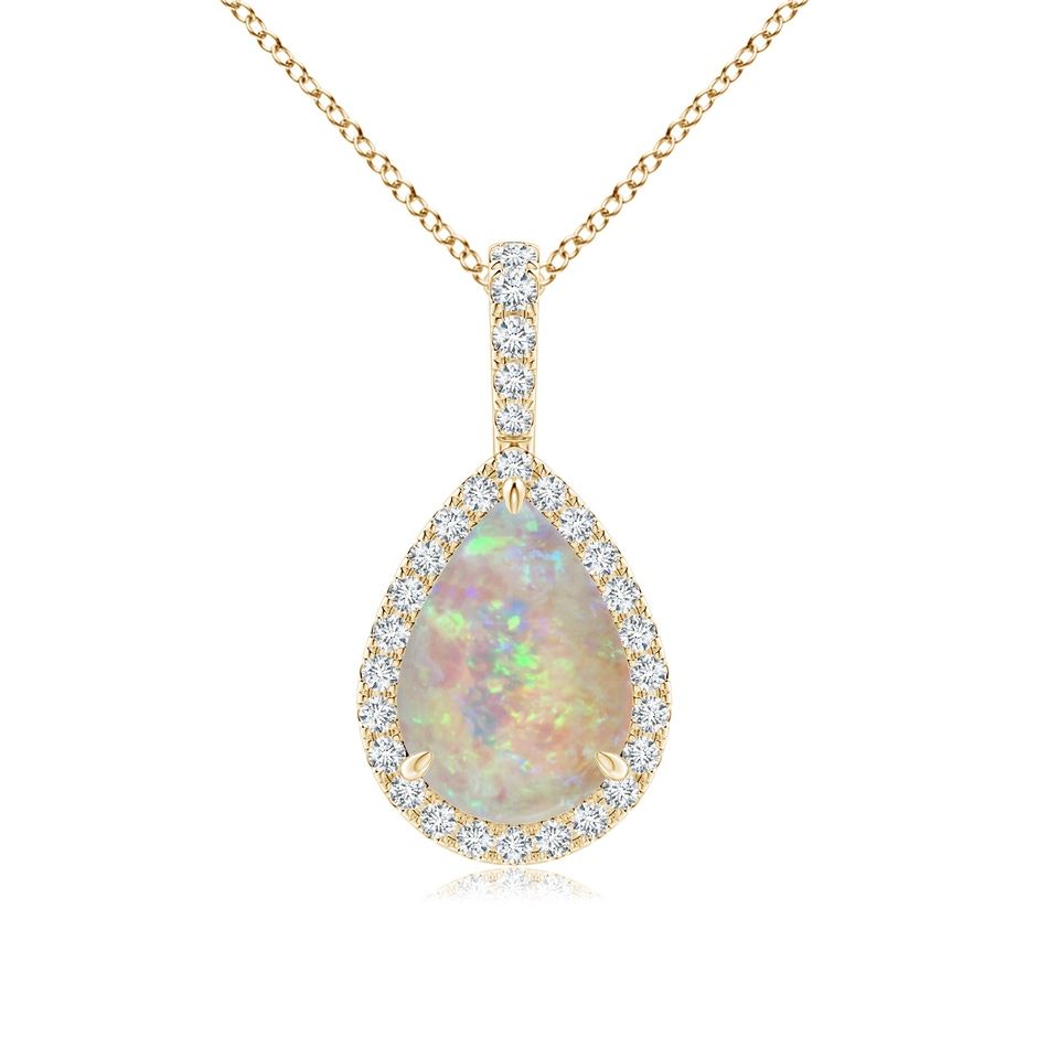 Opal Teardrop Pendant with Diamond Halo *This Item Is Made to order