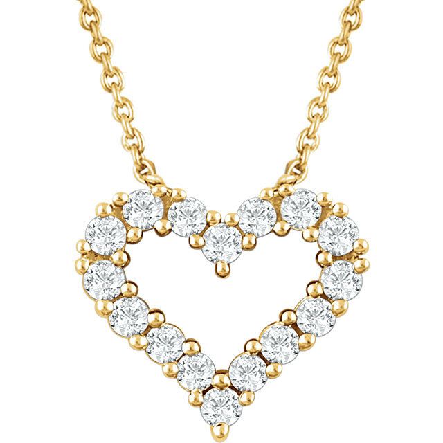 14K Yellow 1/4 CTW Diamond Heart 18&quot; Necklace