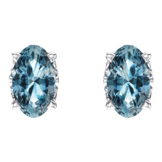 14K White Natural Sky Blue Topaz Earrings