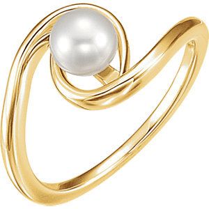 14K Yellow 6mm Freshwater Cultured Pearl Ring