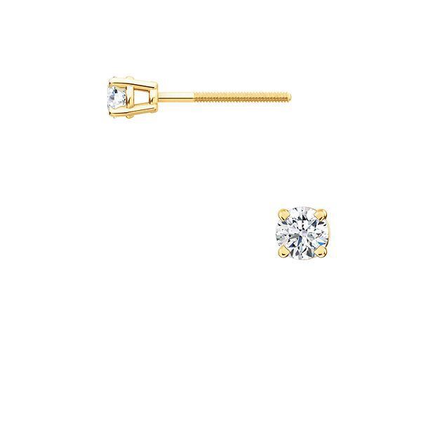 14k Yellow Gold .24ctw Diamond threaded post earrings