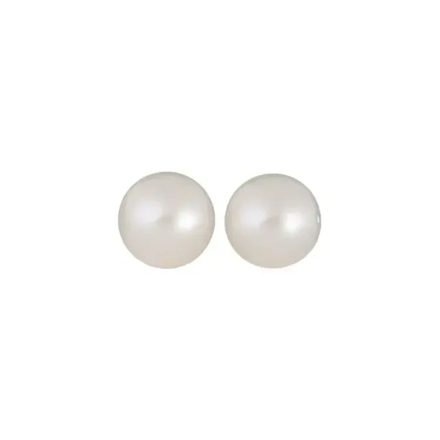 6-6.5 mm Pair Near Round Half-drilled A White Freshwater Cultured Pearls (B)