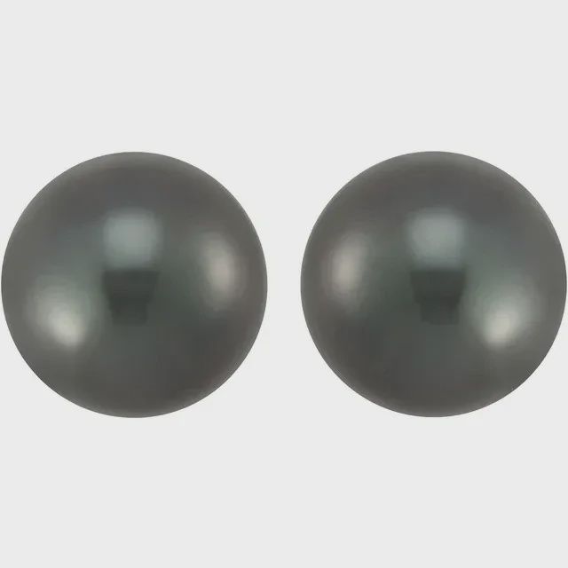 8 mm Pair Round/Near Round Undrilled A Medium Gray Tahitian Cultured Pearls (N)