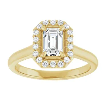 14K Yellow 6 x 4 mm Emerald Engagement Ring