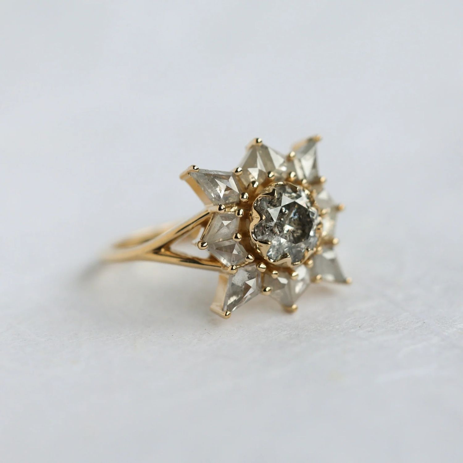 Round Salt and Pepper Diamond Ring