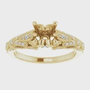 14K Yellow 6.5 mm Round 1/8 CTW Natural Diamond Semi-Set Engagement Ring A 6.5 mm round .97ct G-H I3 Diamond is the default Diamond