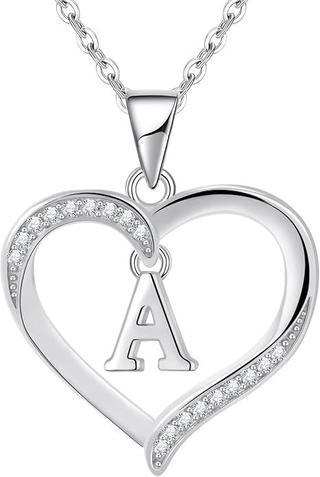 14K White Gold Block Letter  18&quot; Diamond Necklace