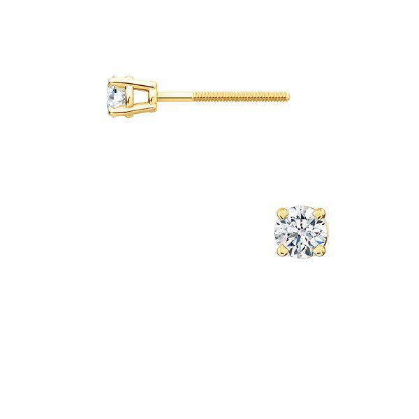 14k Yellow Gold .24ctw Diamond threaded post earrings