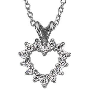 Platinum 1/5 ct Diamond Heart Pendant