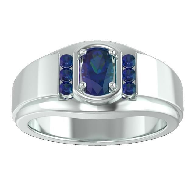 Sterling Silver Natural Alexandrite Mens Ring*this item is made to order