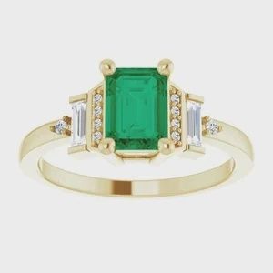 14K Yellow 7x5 mm Emerald 1/6 CTW Natural Diamond Ring Default gemstone is the Emerald (O)