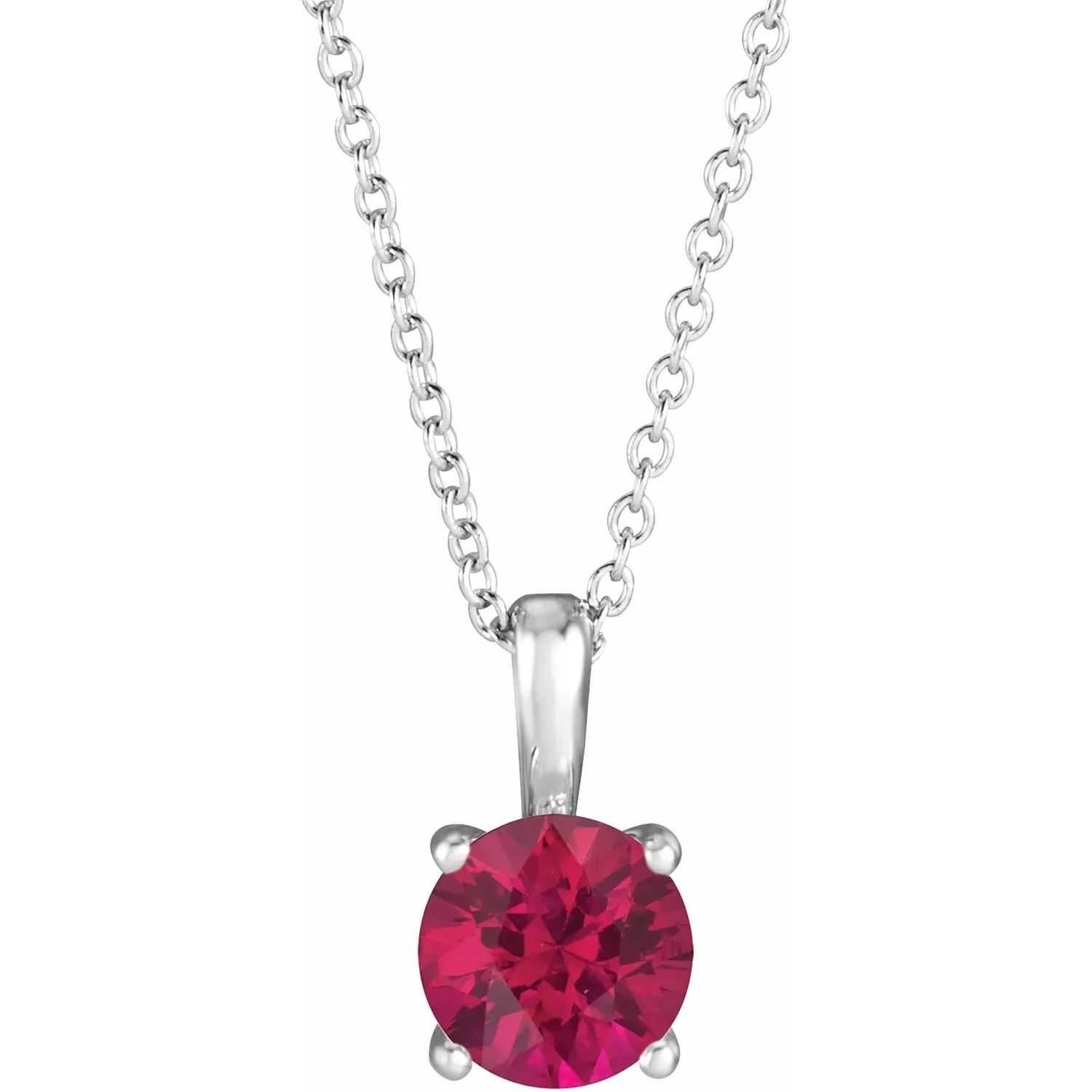 14k White Ruby 16-18&quot;Necklace