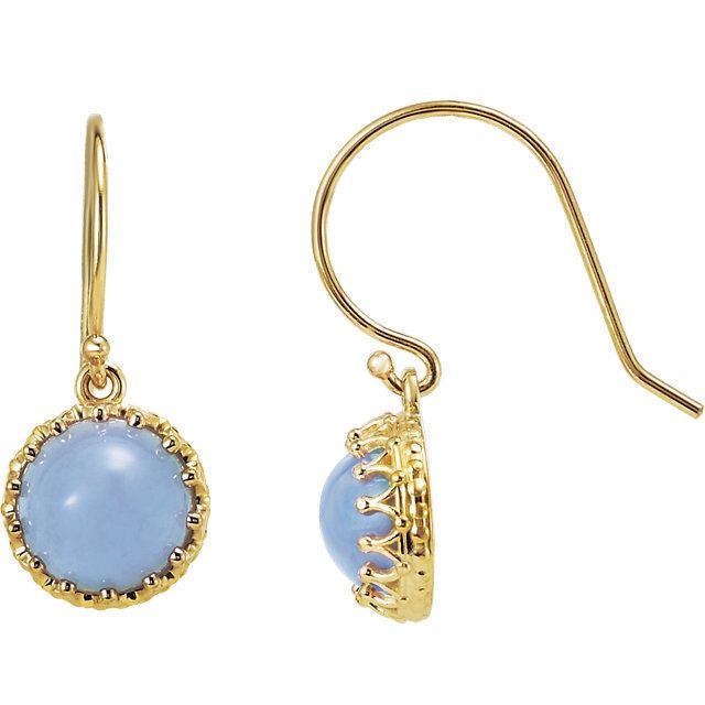 Blue Chalcedony 14K Yellow 8mm Dangle Earrings