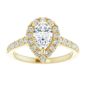 14K Yellow 8x5 mm Pear French-Set Engagement Ring