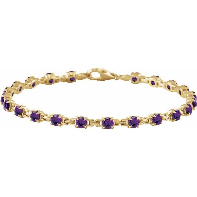 14K Yellow Natural Amethyst 7 1/4&quot; Line Bracelet