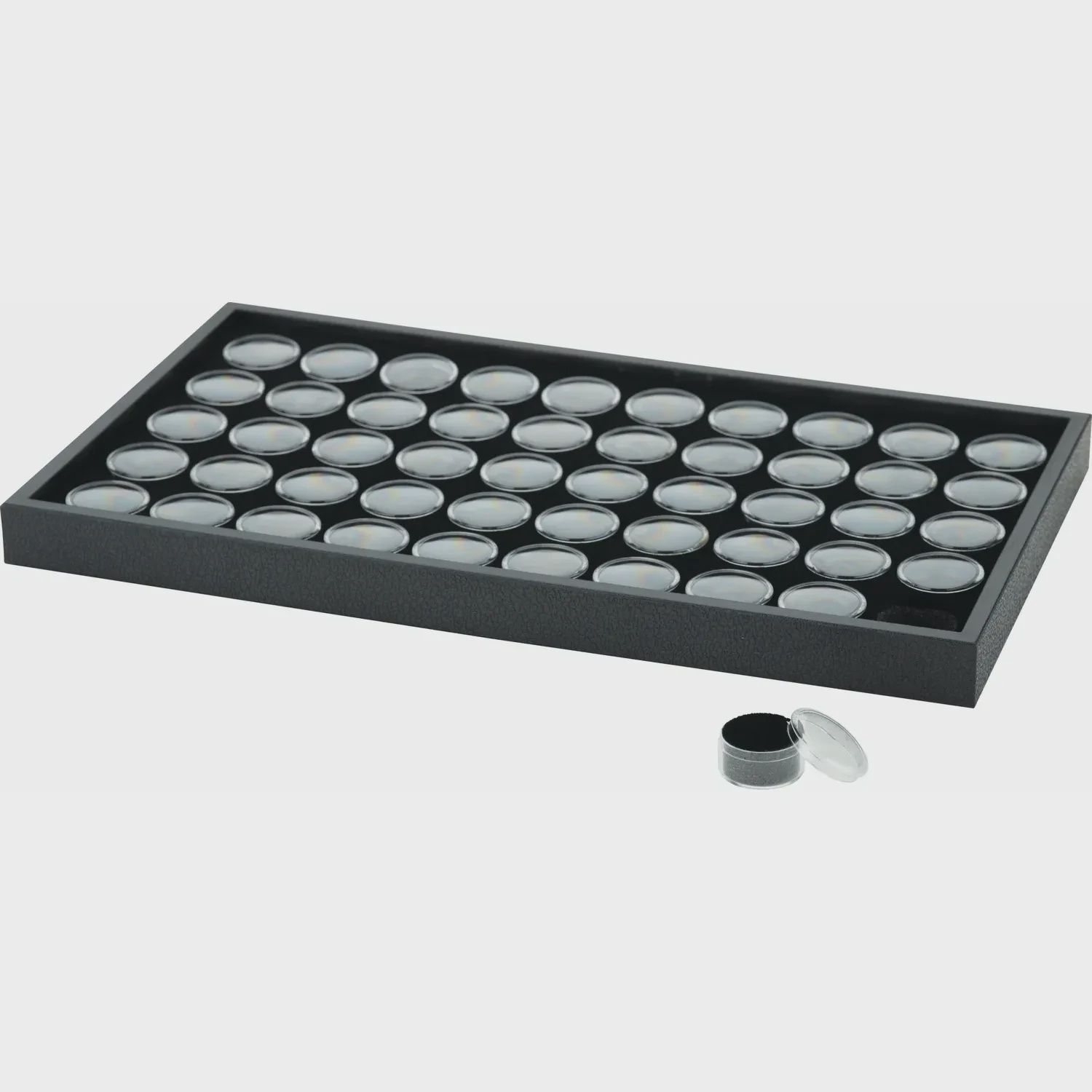 Black Acrylic &amp; Paper Tray with 50 Gem Jars
