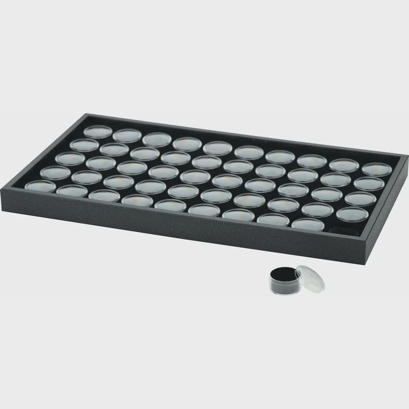 Black Acrylic &amp; Paper Tray with 50 Gem Jars
