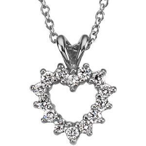 Platinum 1/5 ct Diamond Heart Pendant