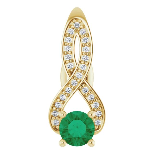 14K Yellow 4.4 mm Round Pendant Emerald Pendant