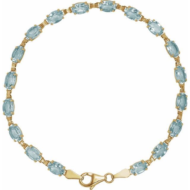 14K Yellow Natural Sky Blue Topaz 7.25&quot; Bracelet