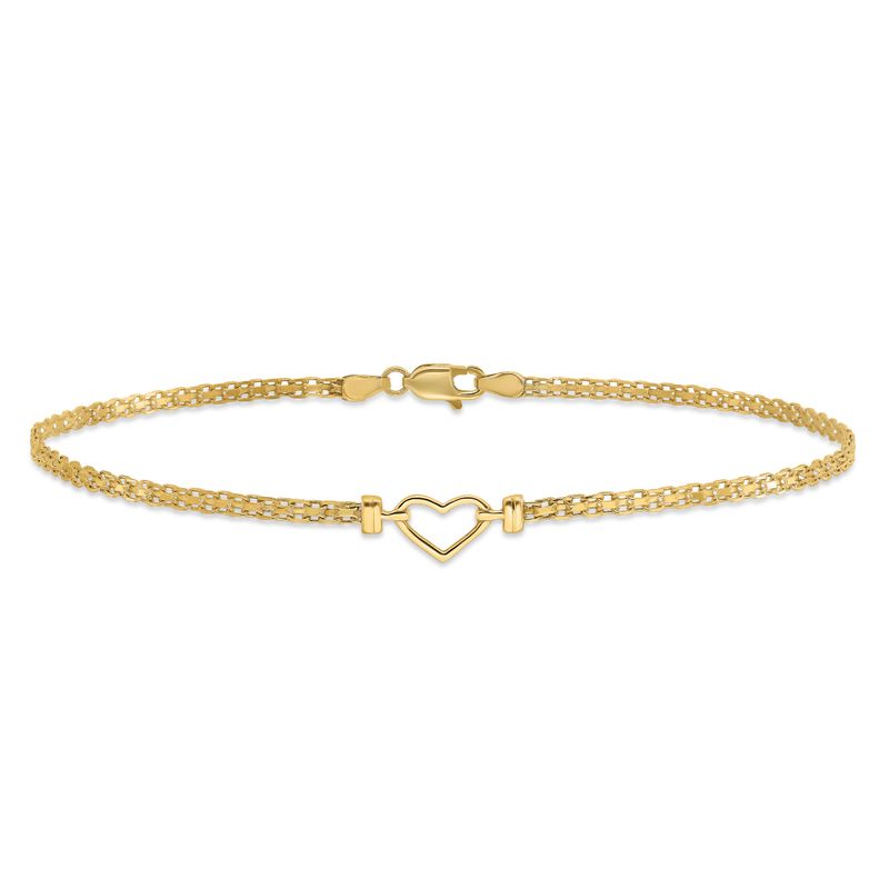 Fancy Heart Anklet Bracelet in 14k Yellow Gold