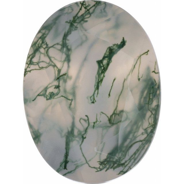 7x5 mm Oval Faceted Natural Moss Agate 0.68 CT