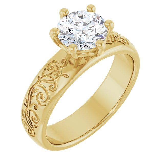 14K Yellow 7 mm Round Solitaire Engagement Ring