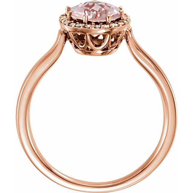 14K Rose Natural Pink Morganite &amp; 1/8 CTW Natural Diamond Ring
