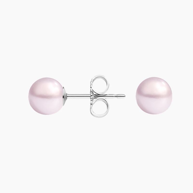 Silver Rose Freshwater Cultured Pearl Stud Earrings (6mm)