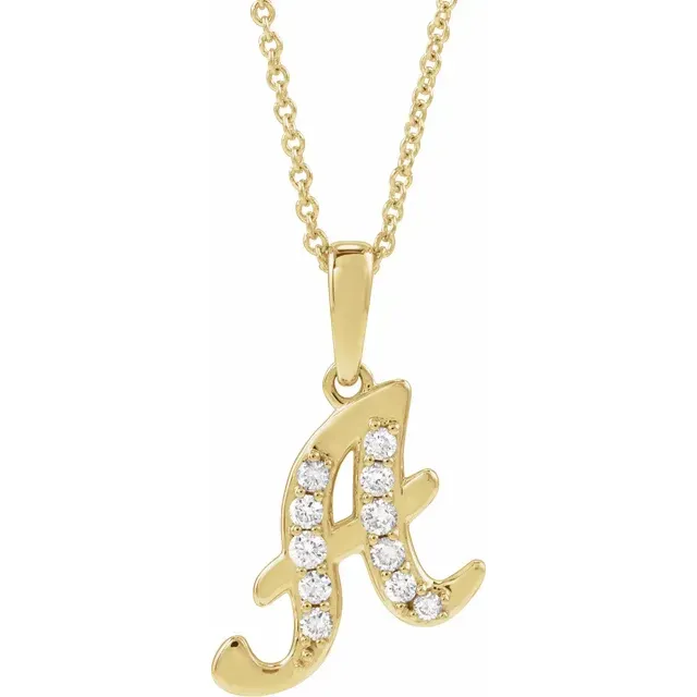 14K Yellow 1/5 CTW Natural Diamond Initial A 18&quot; Necklace