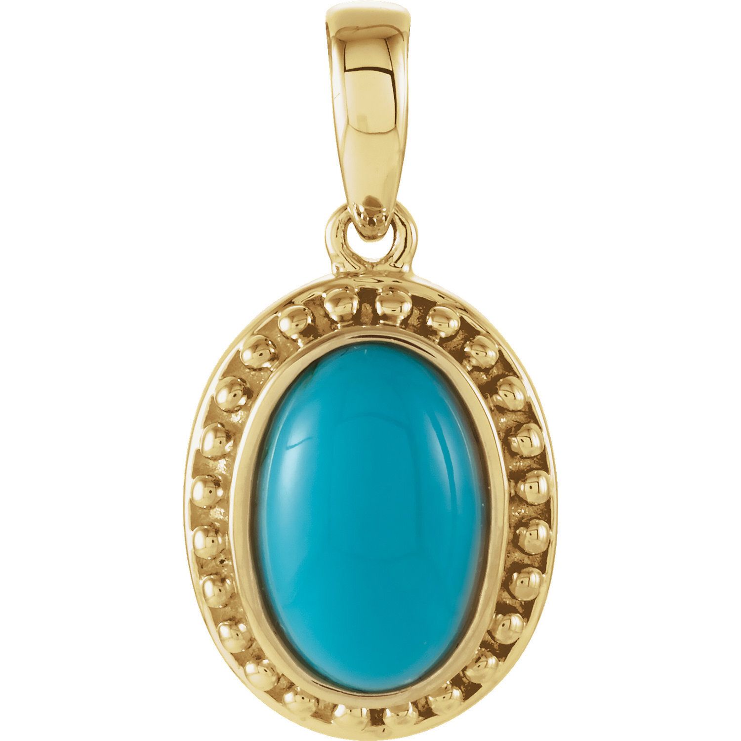 14k Yellow Turquoise Beaded Pendant with chain