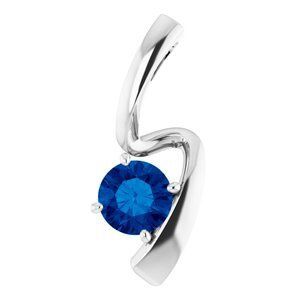 14K White 6 mm Round Sapphire Pendant, Appraisal: 70
