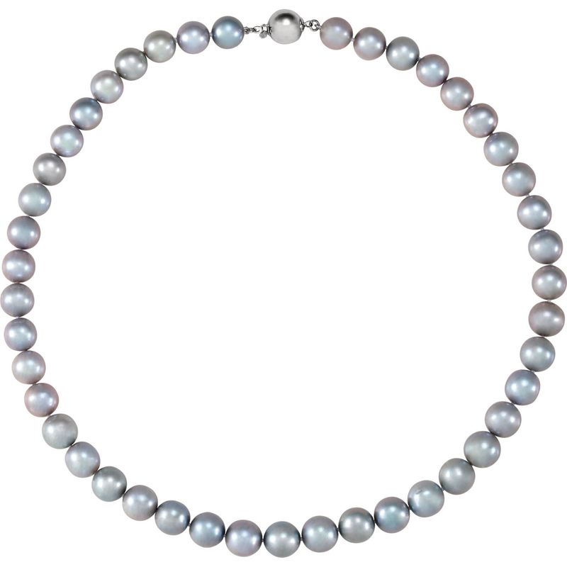 Sterling Silver Freshwater Cultured Grey Pearl 18" Necklace