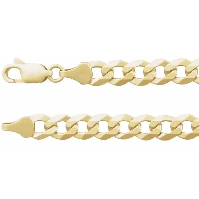14K Yellow 7 mm Curb 18" Chain