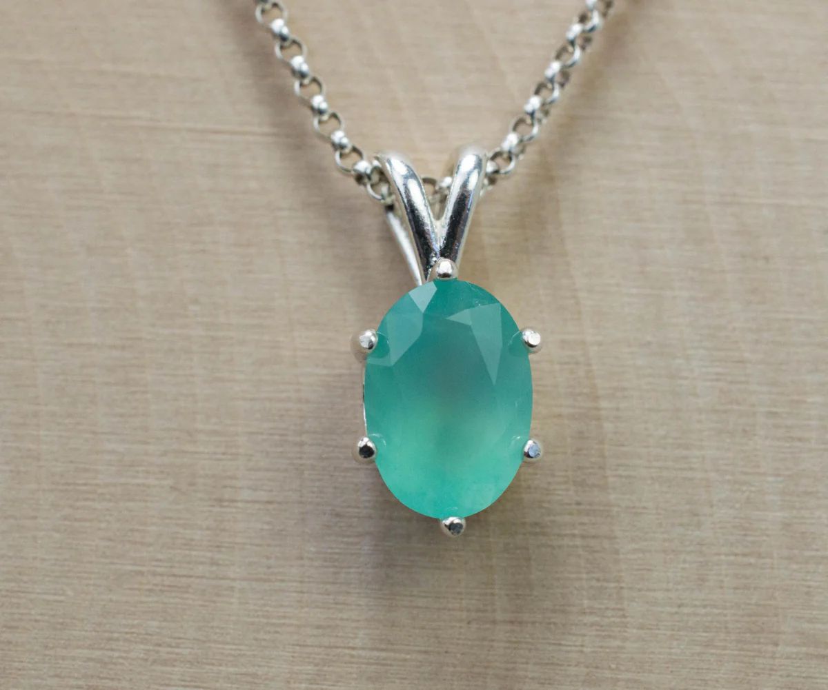 Aquaprase Sterling Silver Pendant with rope chain