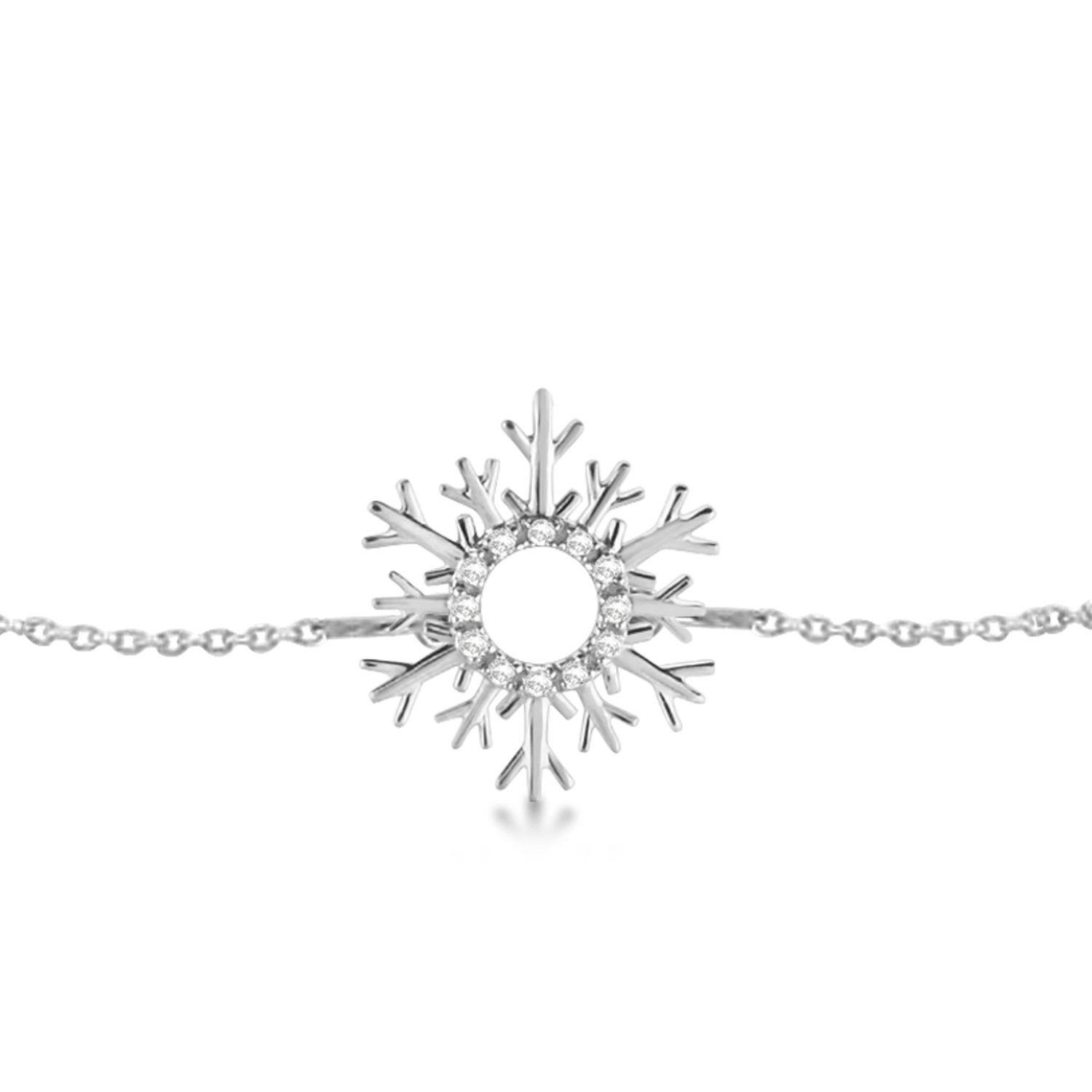 Snowflake Diamond Anklet 14k White Gold (0.10ct), Appraisal: 70.00