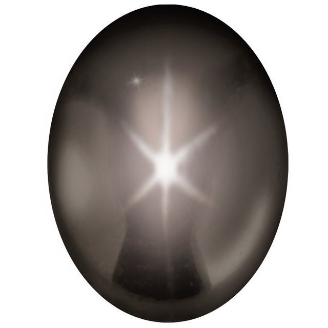 6x4 mm Oval Cabochon AA Natural Black Star Sapphire Untreated .85ct