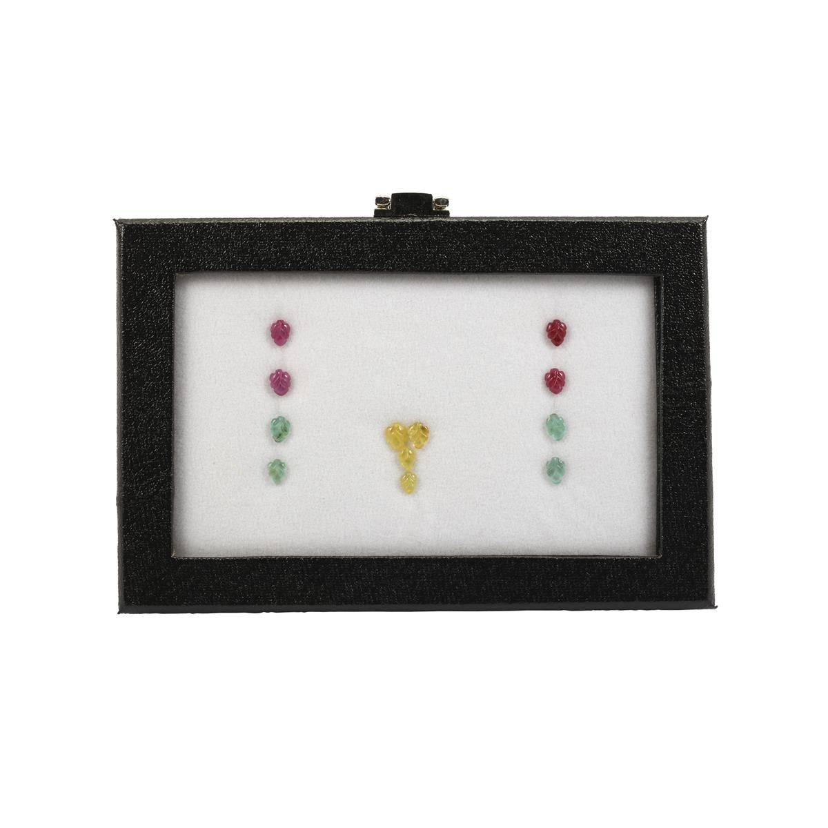 Emerald, Ruby &amp; Sapphire Leaf Gem Box 7.25ct (N)