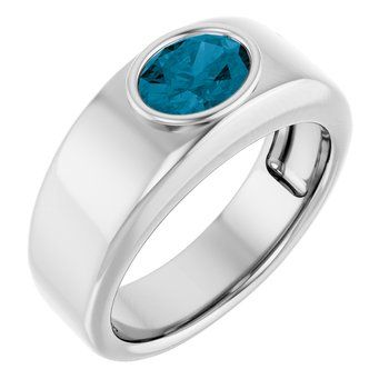 Men's 14K White 8x6 mm Oval Ring