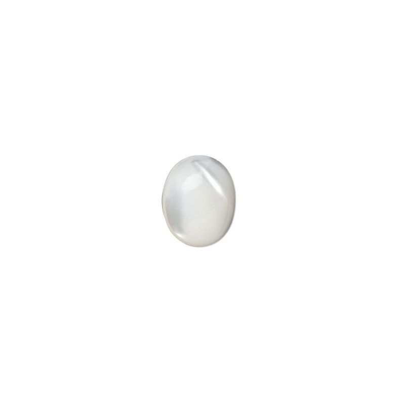 Cabochon, mother-of-pearl shell (bleached), white, 10x8mm calibrated oval