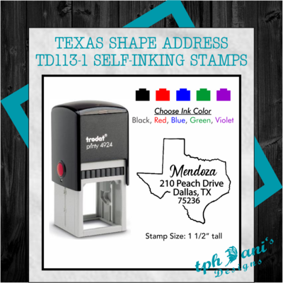 TEXAS ADDRESS SELF-INKING STAMP - TD113-1 TEXAS ADDRESS SELF-INKING STAMP - TD113-1