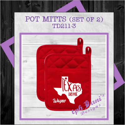 PERSONALIZED POT MITTS (2-PACK) Texas Home