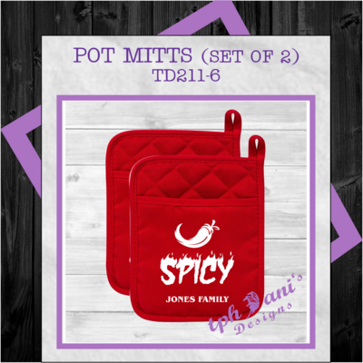 PERSONALIZED POT MITTS (2-PACK) Spicy