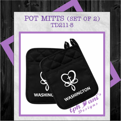 PERSONALIZED POT MITTS (2-PACK) Heart Cross