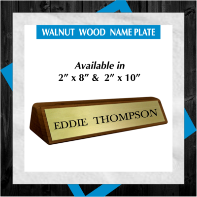 WALNUT WOOD DESK WEDGE NAME PLATE